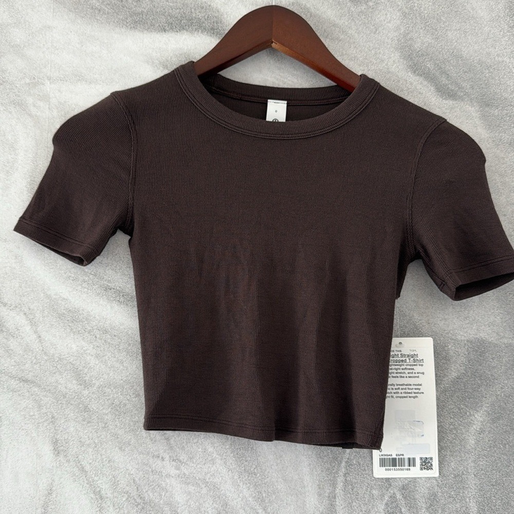 Lululemon Hold Tight Straight-Hem Cropped tee espresso brown size‎ 0 XS NWT